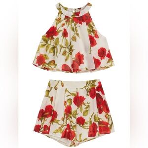Miss Avenue coquette cottage Red rose Floral Top & swing shorts Small Medium